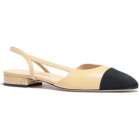 chanel slingback beige and black|chanel style slingback flats.